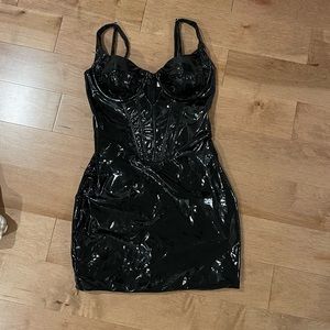 Oh Polly Black Vinyl Dress